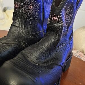 Justin Gypsy Collection Black Floral  Steel Toe/Waterproof Women's Boots